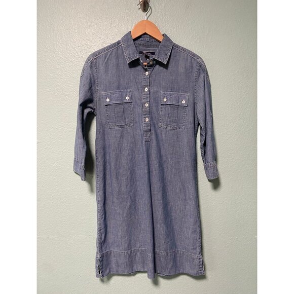 Tommy Bahama Denim Women's Blue Button Dress with Pockets and Roll Up Sleeves S‎ - Picture 1 of 9